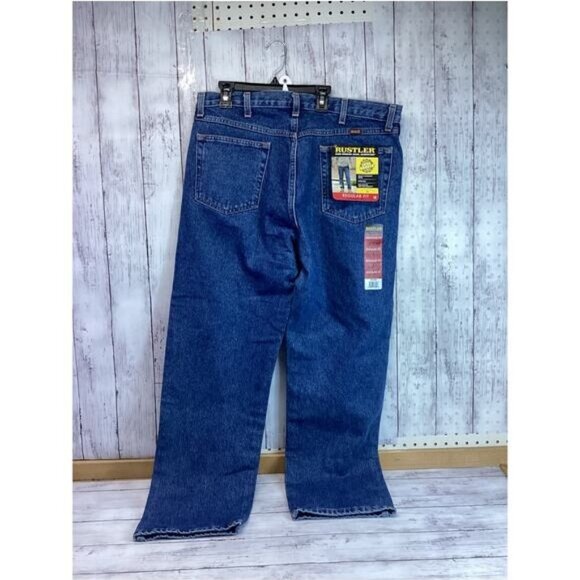 Oos 90s Elenagilbert grunge brother rugged Rustler Denim Jeans Mens blue 38x30 - Picture 2 of 5
